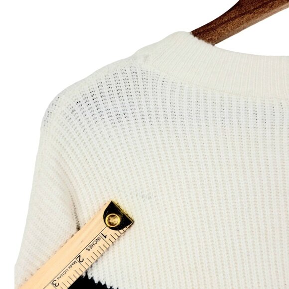 Womens XL Sophie Rue Women's Karmiti Diagonal Black Colorblock Crewneck Pullover - Picture 8 of 11